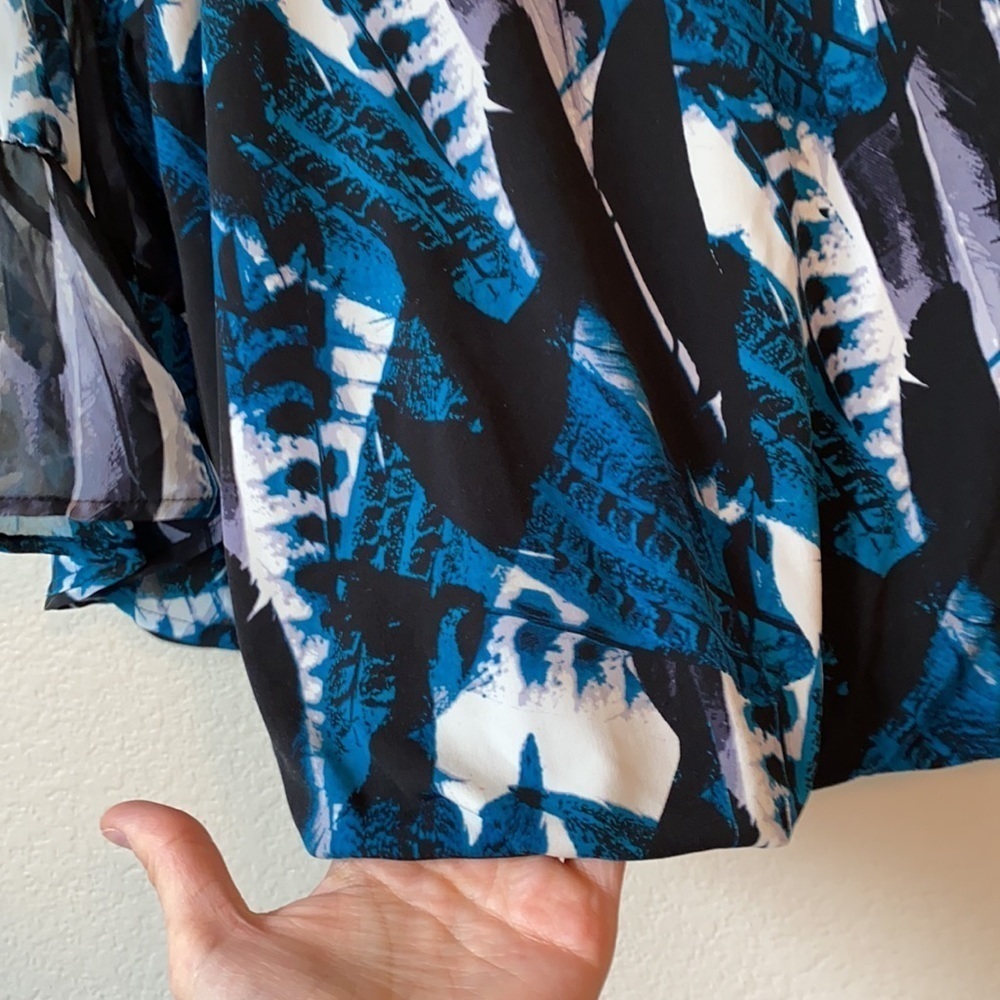 Alfani Teal Feathered Blouse sz S Petite - Picture 5 of 8